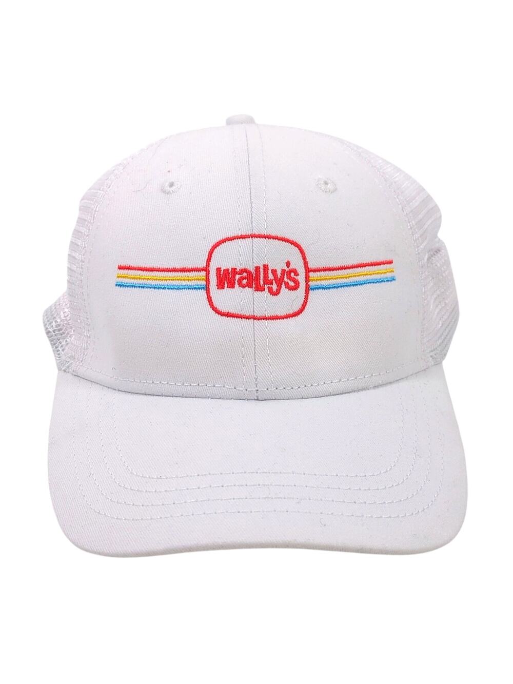 WALLY'S Trucker Hat Ball Cap Adult Adjustable Strapback White Mesh Back Logo